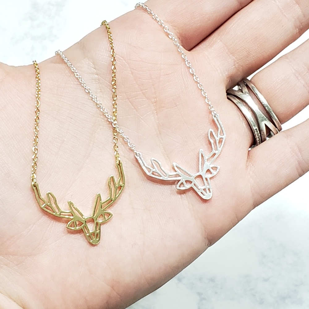 Deer Geometric Necklace - Picture 2 of 2
